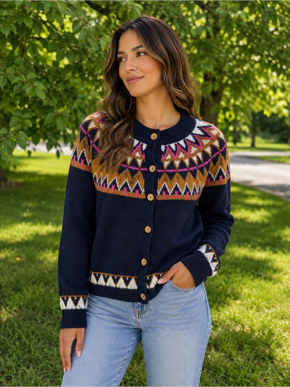 Pilcro Fairisle Cardigan sweater